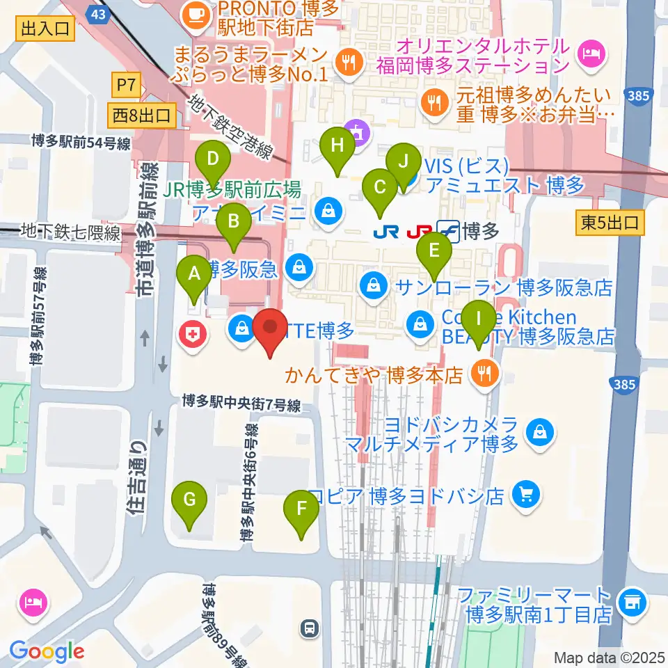 HMV&BOOKS HAKATA周辺のコンビニエンスストア一覧地図