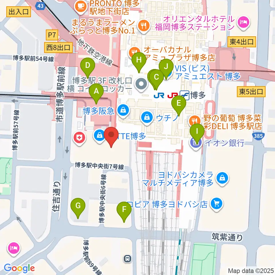 HMV&BOOKS HAKATA周辺のコンビニエンスストア一覧地図