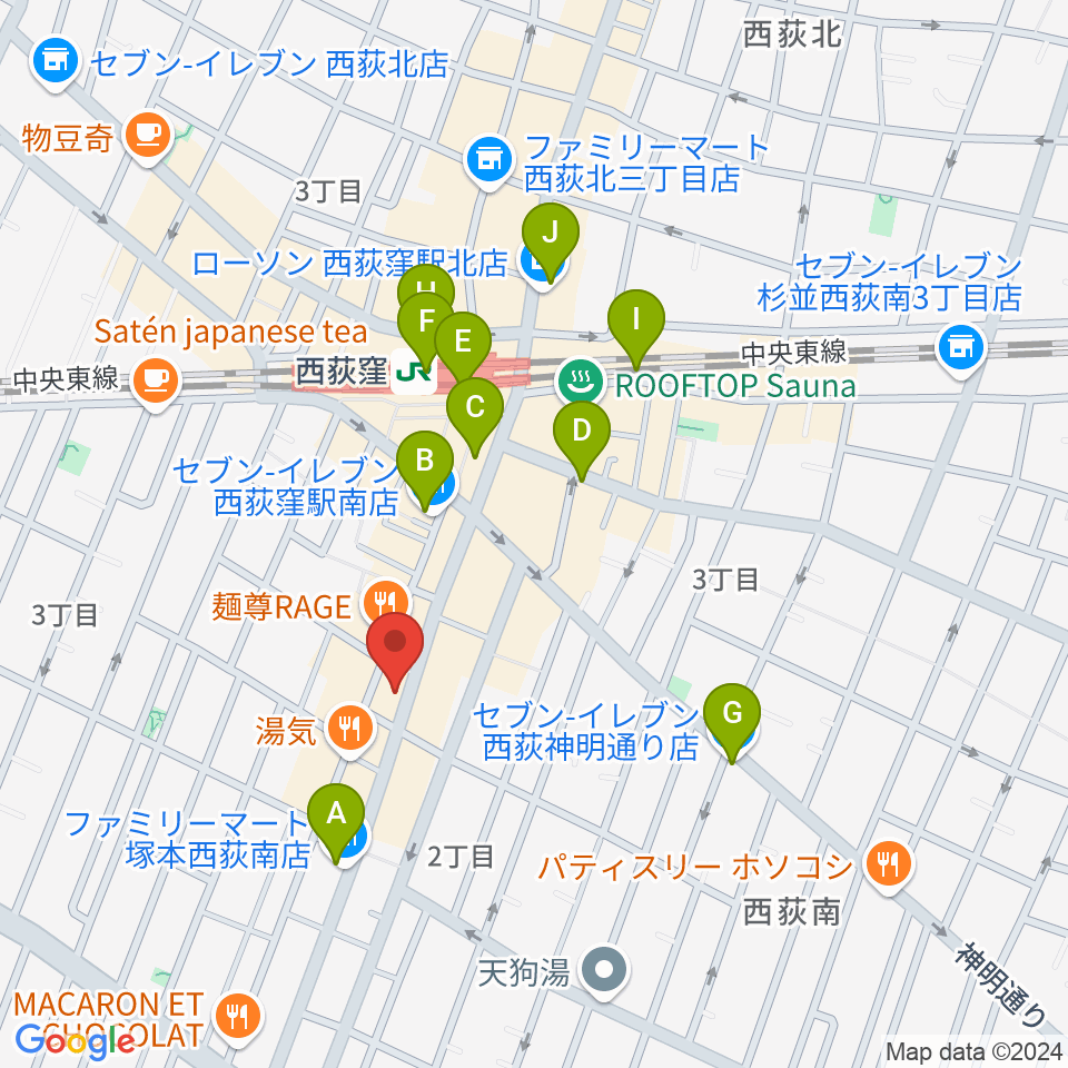 西荻窪ミントンハウス周辺のコンビニエンスストア一覧地図