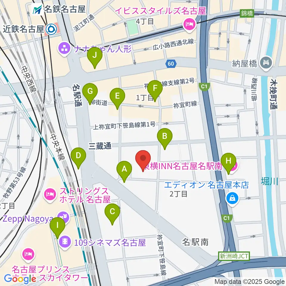 名古屋四季劇場周辺のコンビニエンスストア一覧地図