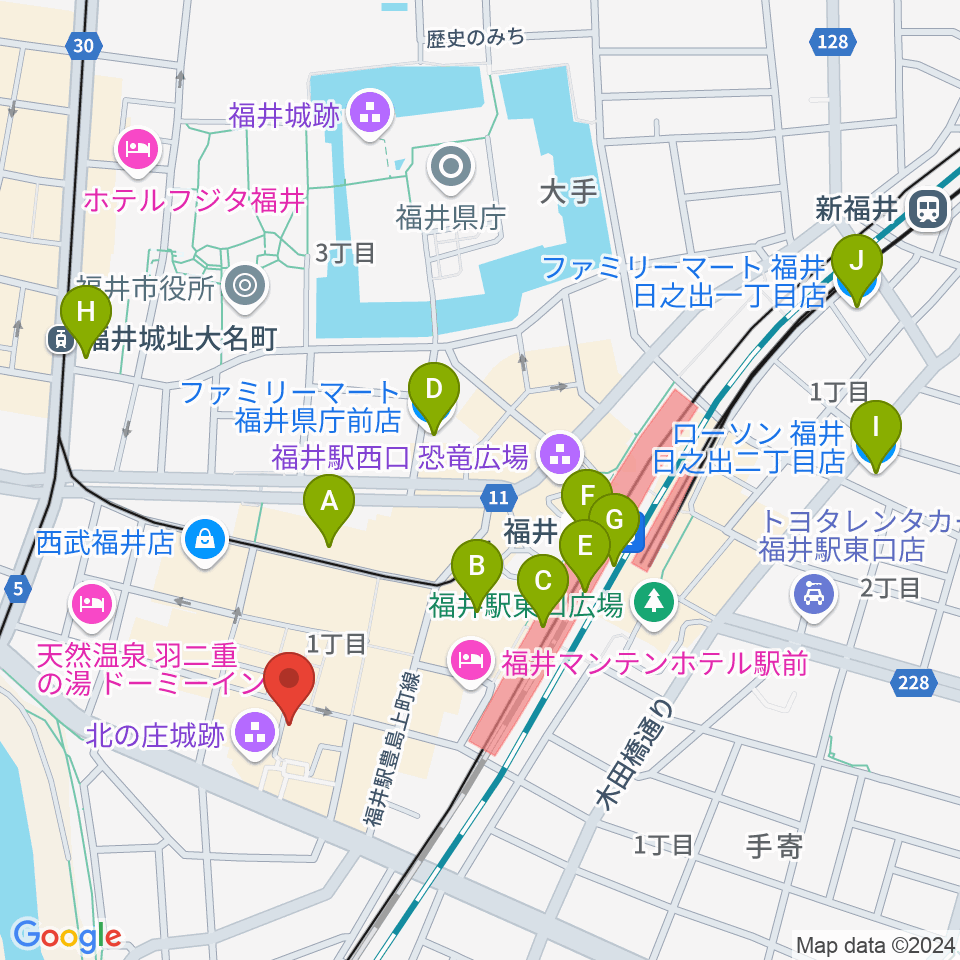 福井 北ノ庄クラシックス周辺のコンビニエンスストア一覧地図