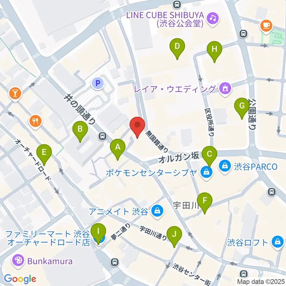 渋谷NERDS周辺のコンビニエンスストア一覧地図