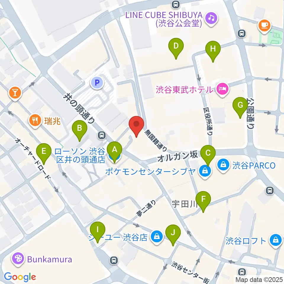 渋谷NERDS周辺のコンビニエンスストア一覧地図