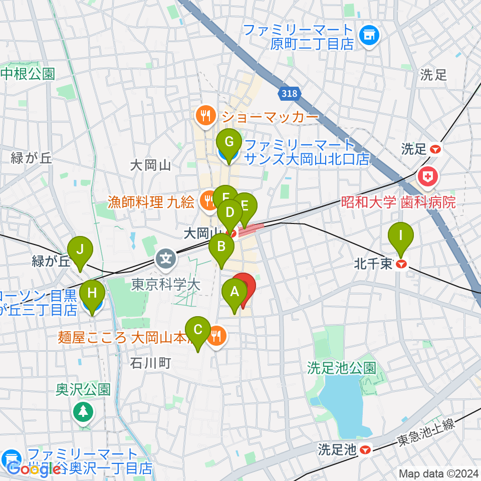 大岡山グッドストックトーキョー周辺のコンビニエンスストア一覧地図