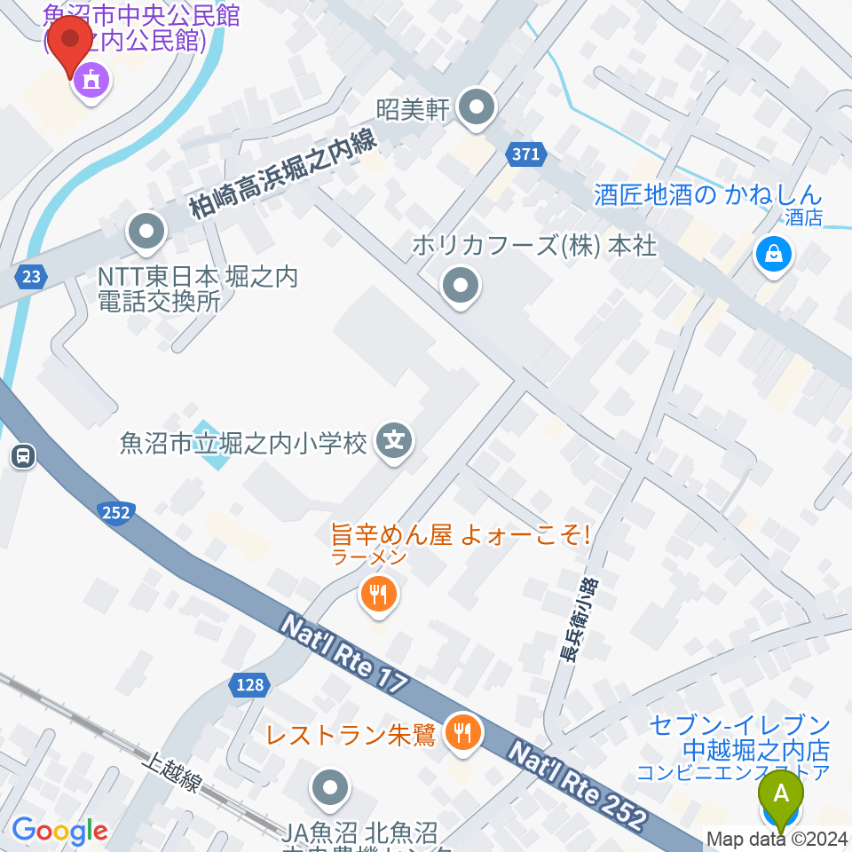 FMうおぬま周辺のコンビニエンスストア一覧地図