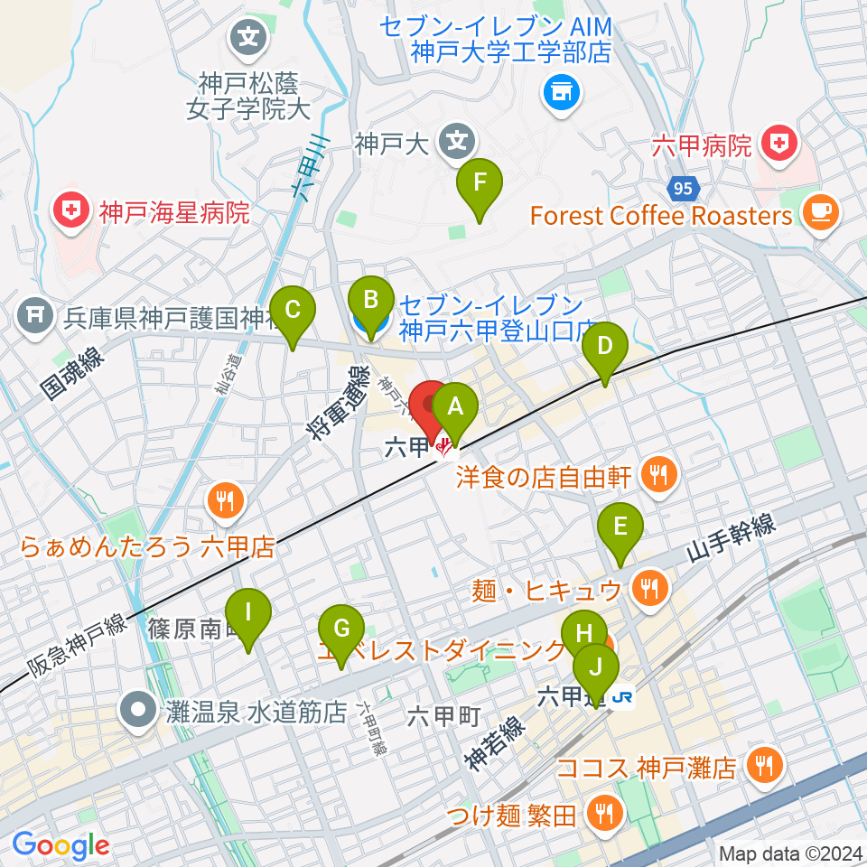 神戸ALWAYS周辺のコンビニエンスストア一覧地図