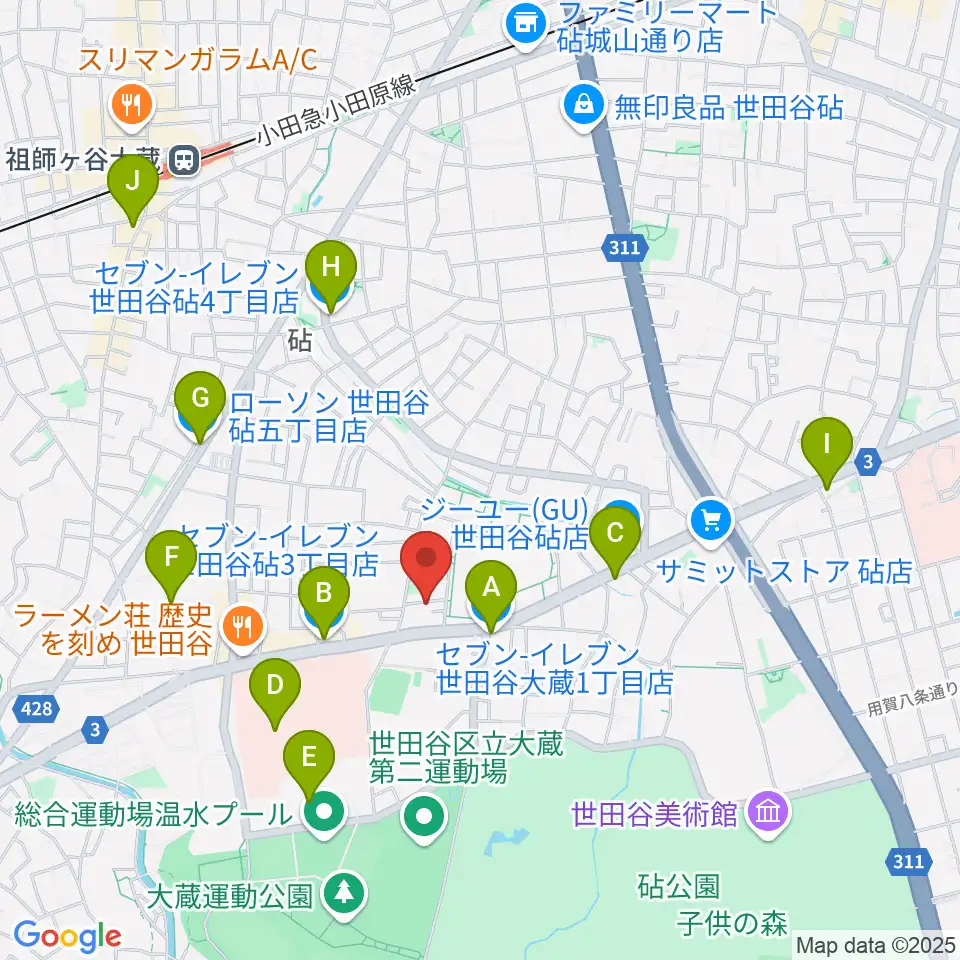 MGS Music School 砧校周辺のコンビニエンスストア一覧地図
