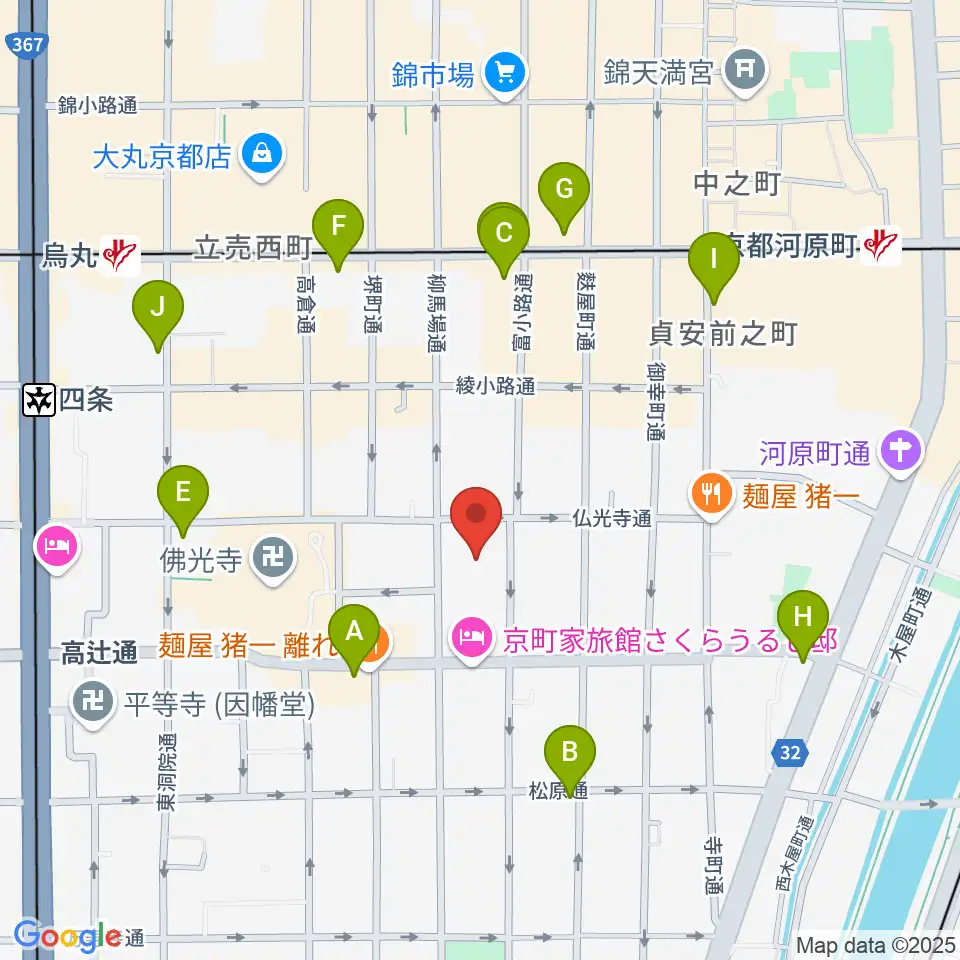 磔磔周辺のコンビニエンスストア一覧地図