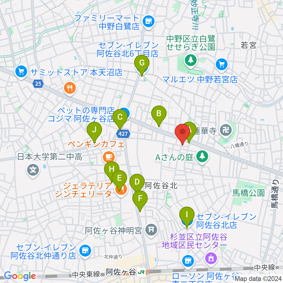 阿佐ヶ谷家劇場周辺のコンビニエンスストア一覧地図