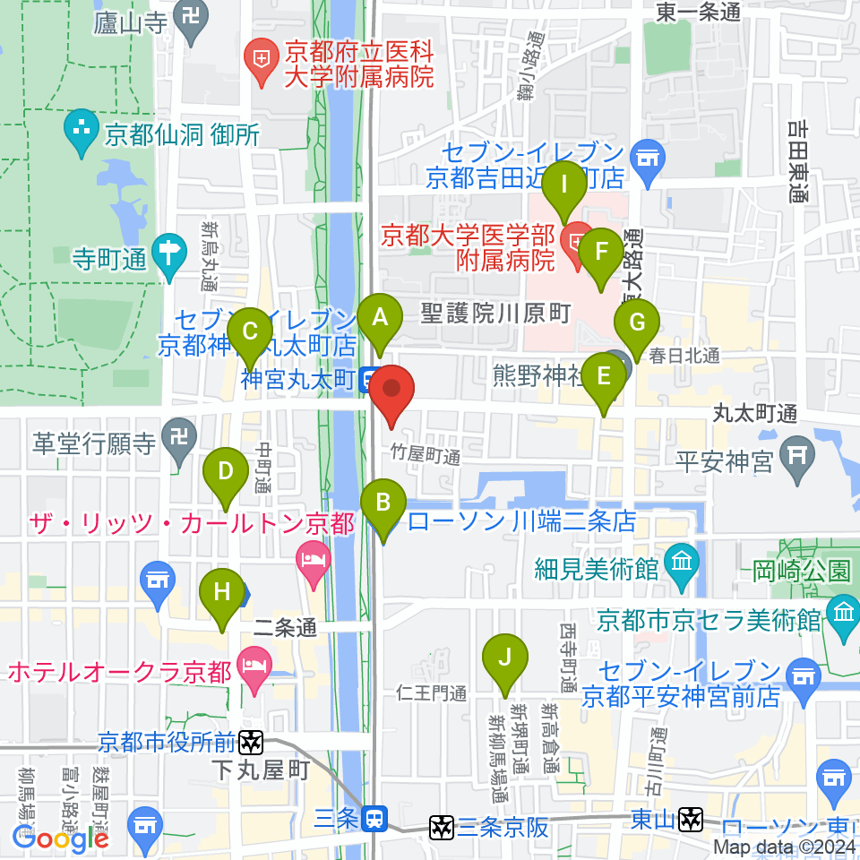 京都メトロ周辺のコンビニエンスストア一覧地図