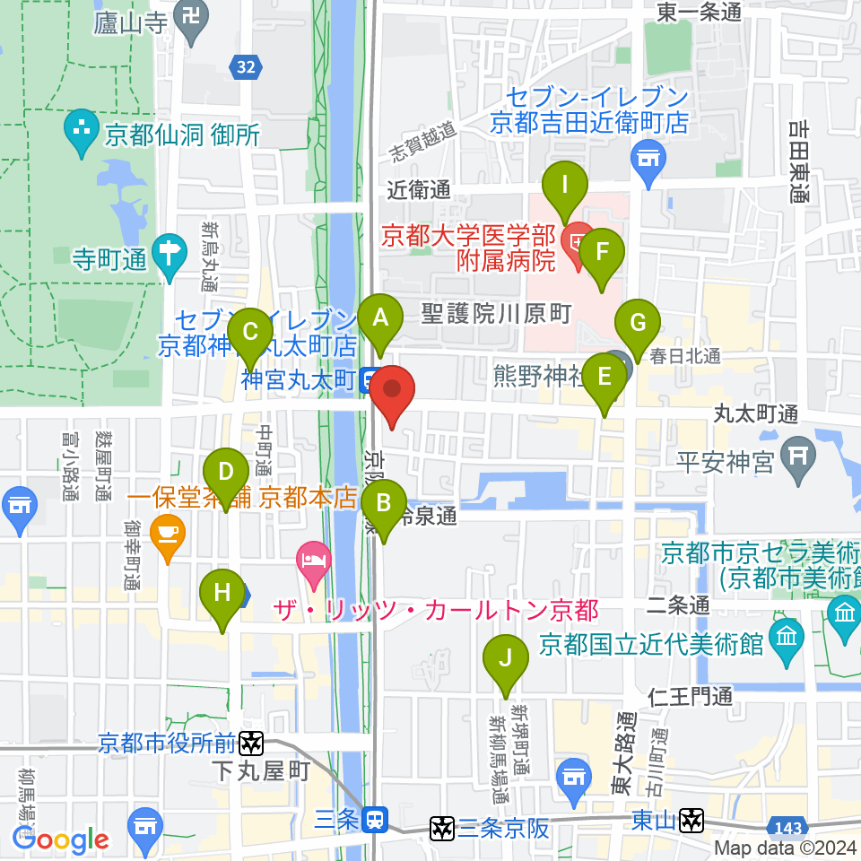 京都メトロ周辺のコンビニエンスストア一覧地図