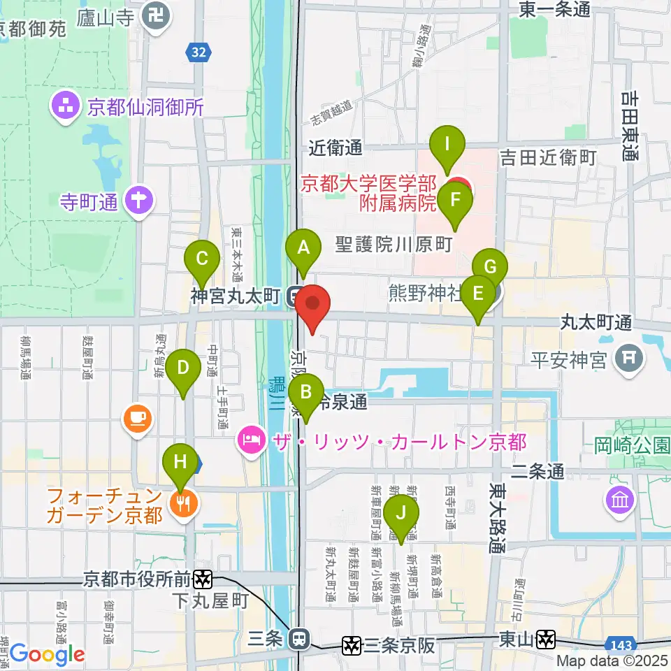 京都メトロ周辺のコンビニエンスストア一覧地図