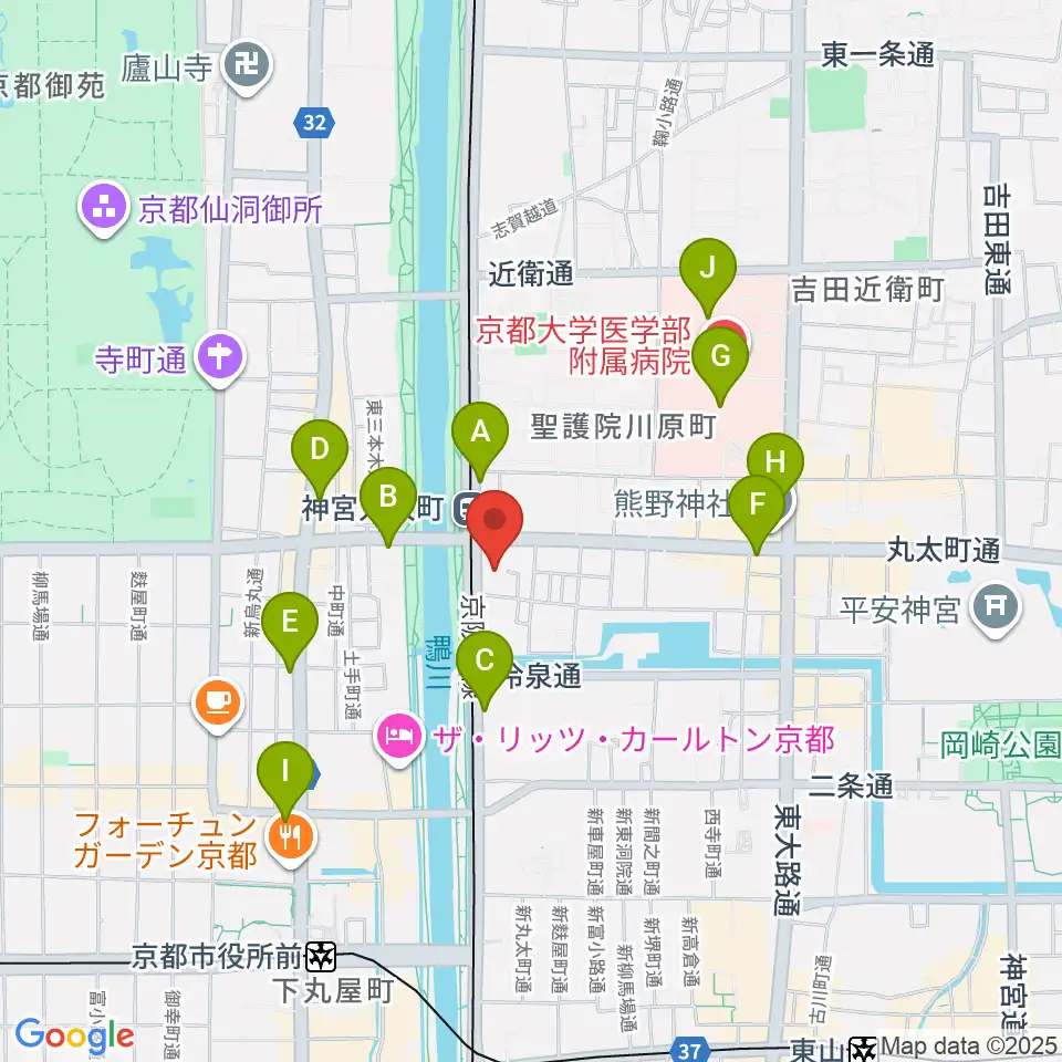 京都メトロ周辺のコンビニエンスストア一覧地図
