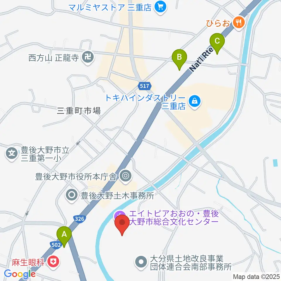 豊後大野市総合文化センター エイトピアおおの周辺のコンビニエンスストア一覧地図