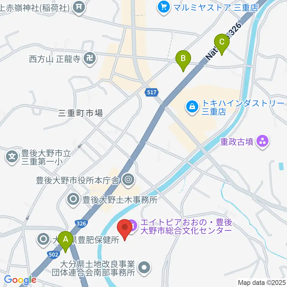 豊後大野市総合文化センター エイトピアおおの周辺のコンビニエンスストア一覧地図