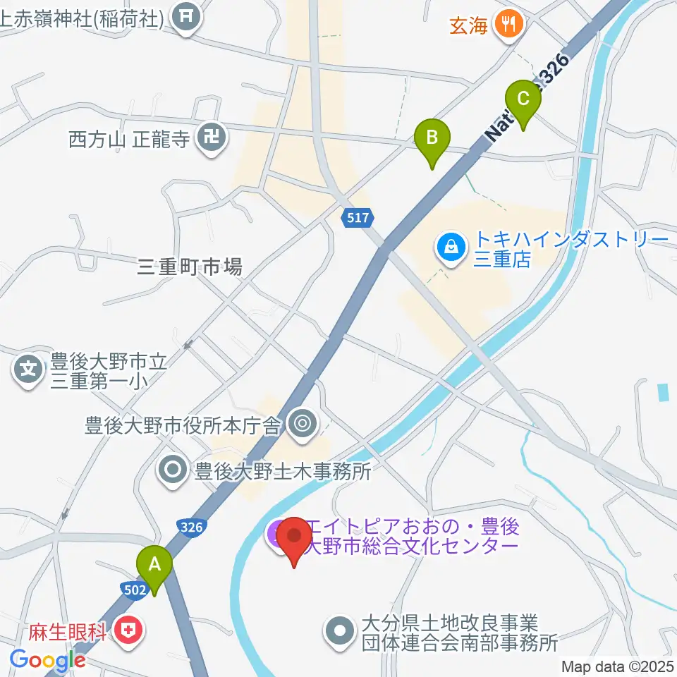 豊後大野市総合文化センター エイトピアおおの周辺のコンビニエンスストア一覧地図