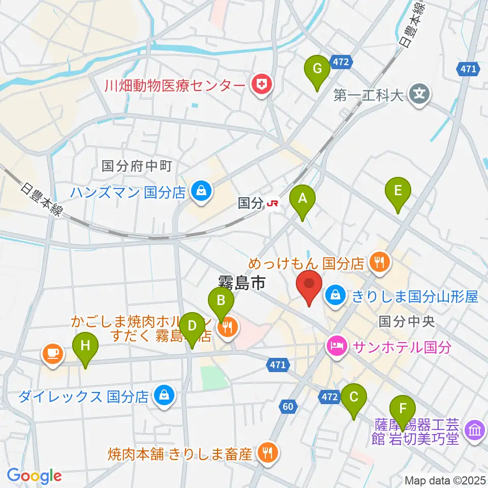 国分ハウジングホール 霧島市民会館周辺のコンビニエンスストア一覧地図