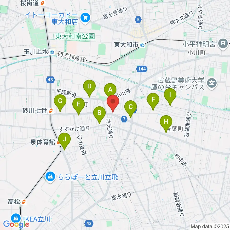 CHABOHIBA HALL(チャボヒバホール)周辺のコンビニエンスストア一覧地図