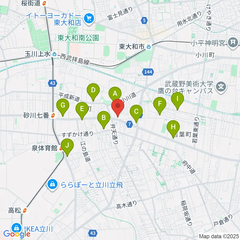 CHABOHIBA HALL周辺のコンビニエンスストア一覧地図