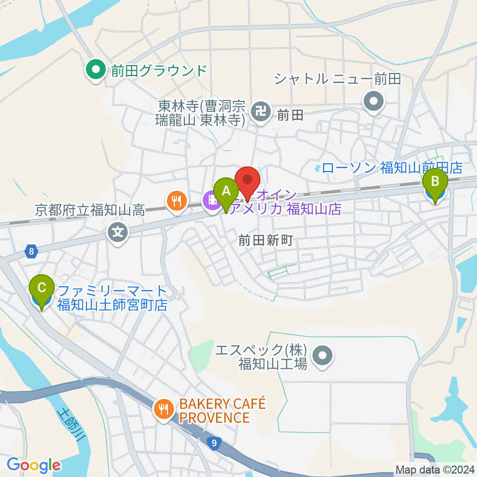 福知山サウンドラット周辺のコンビニエンスストア一覧地図