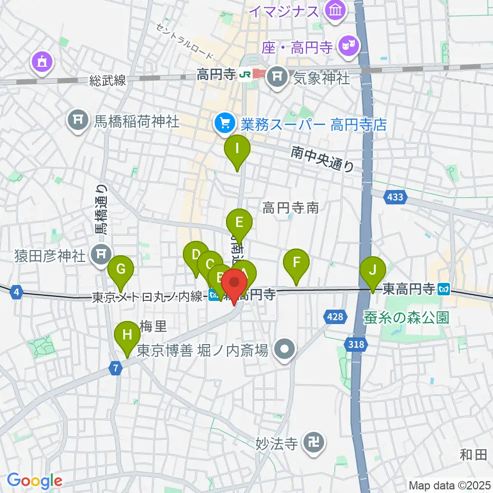 ラパン音楽教室周辺のコンビニエンスストア一覧地図