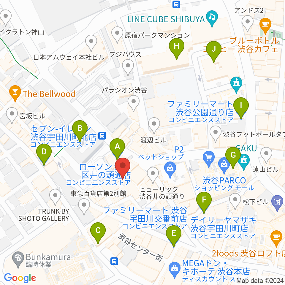 Lavocボーカル教室 渋谷校周辺のコンビニエンスストア一覧地図