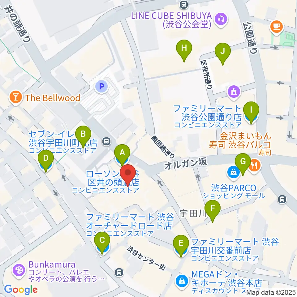 Lavocボーカル教室 渋谷校周辺のコンビニエンスストア一覧地図