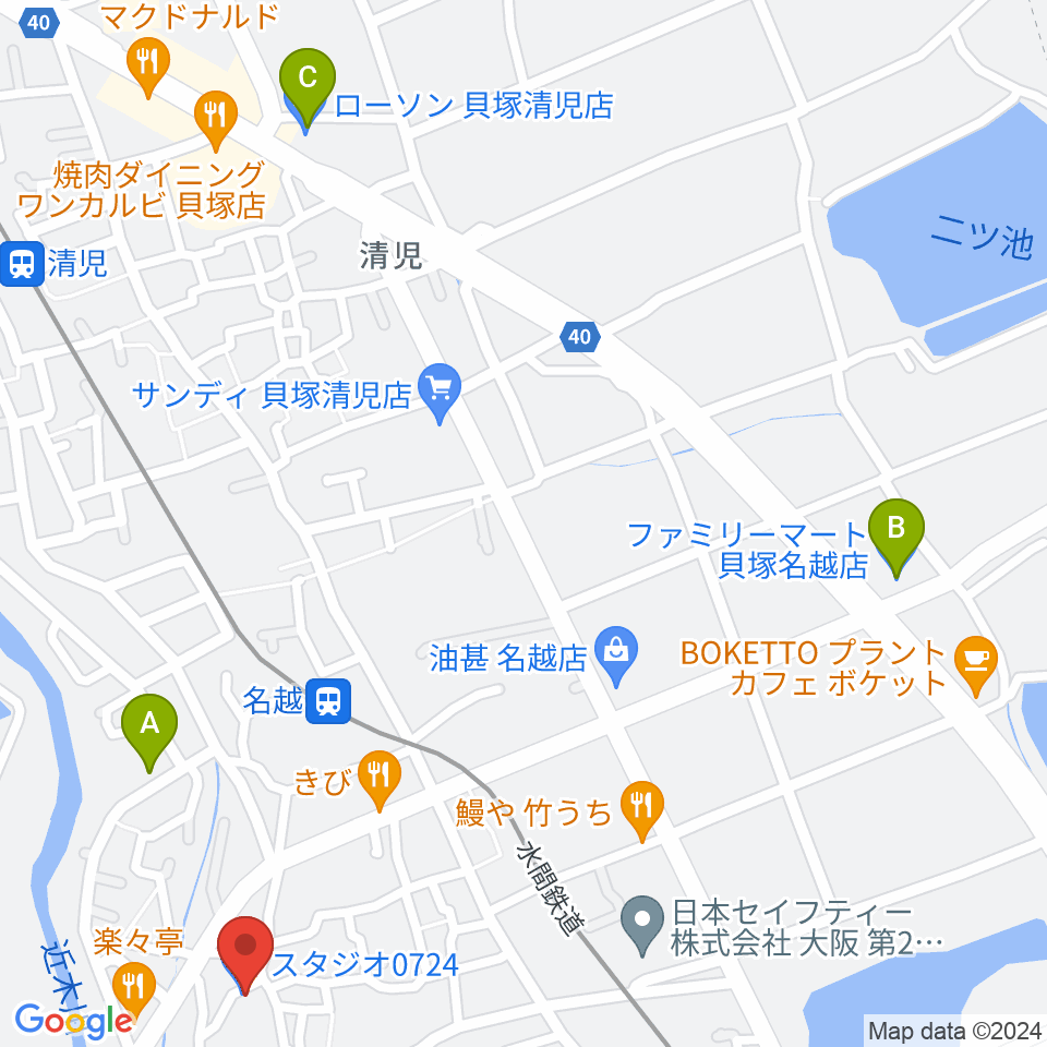 スタジオ0724周辺のコンビニエンスストア一覧地図