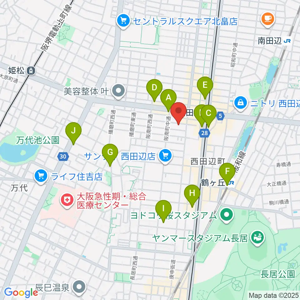 西田辺PIANO STUDIO周辺のコンビニエンスストア一覧地図