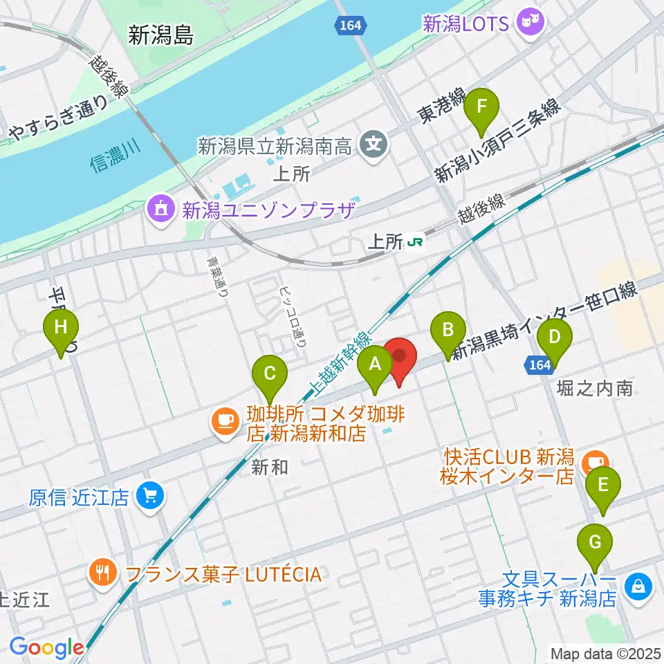 ハードオフ楽器館新潟近江店周辺のコンビニエンスストア一覧地図