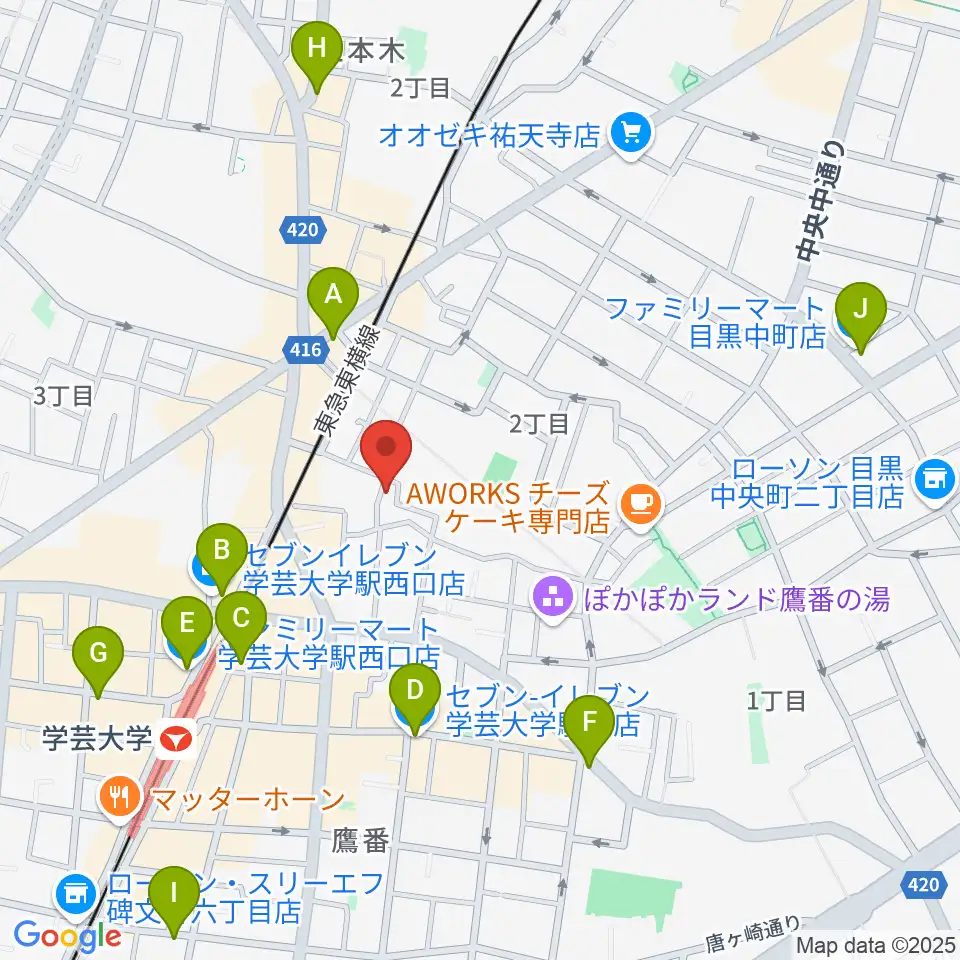アプリーレ音楽教室周辺のコンビニエンスストア一覧地図