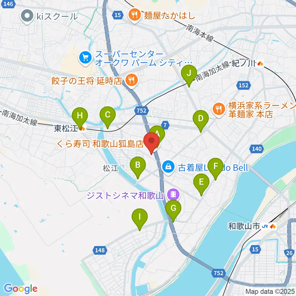 和歌山LURU HALL周辺のコンビニエンスストア一覧地図