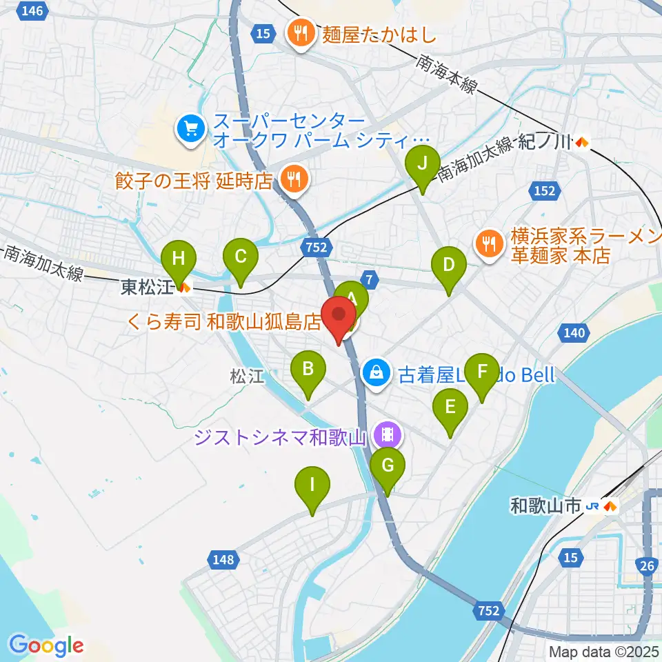 和歌山LURU HALL周辺のコンビニエンスストア一覧地図