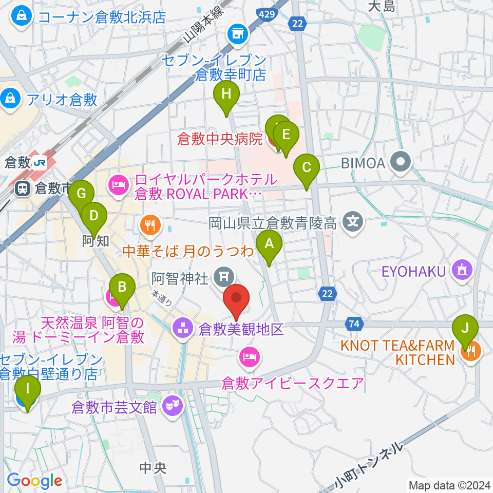 倉敷アヴェニュウ周辺のコンビニエンスストア一覧地図