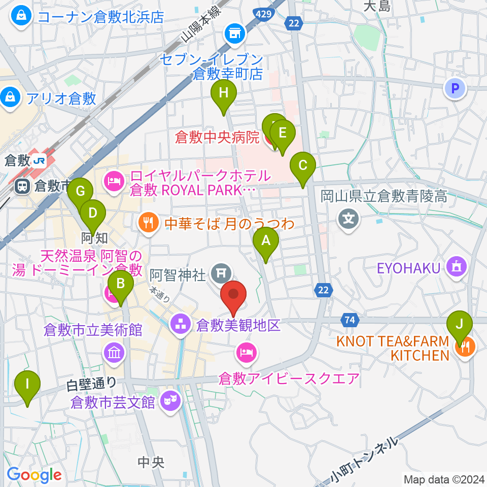 倉敷アヴェニュウ周辺のコンビニエンスストア一覧地図