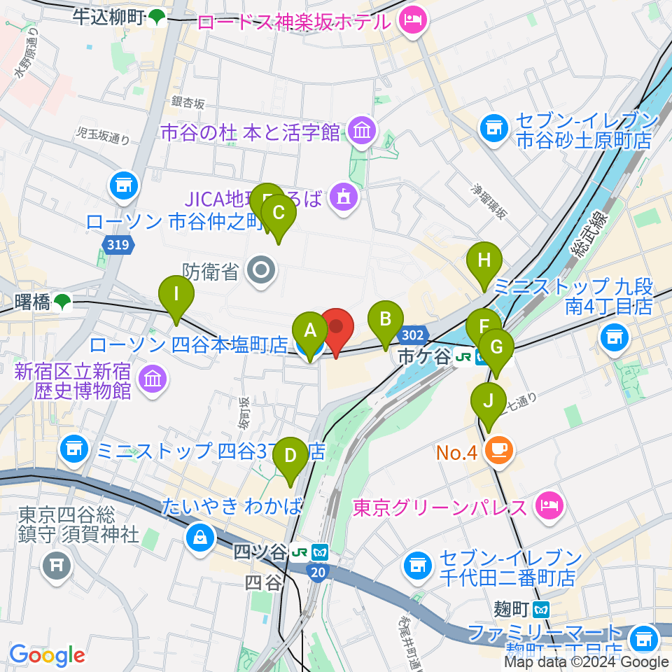 四谷ハニーバースト周辺のコンビニエンスストア一覧地図