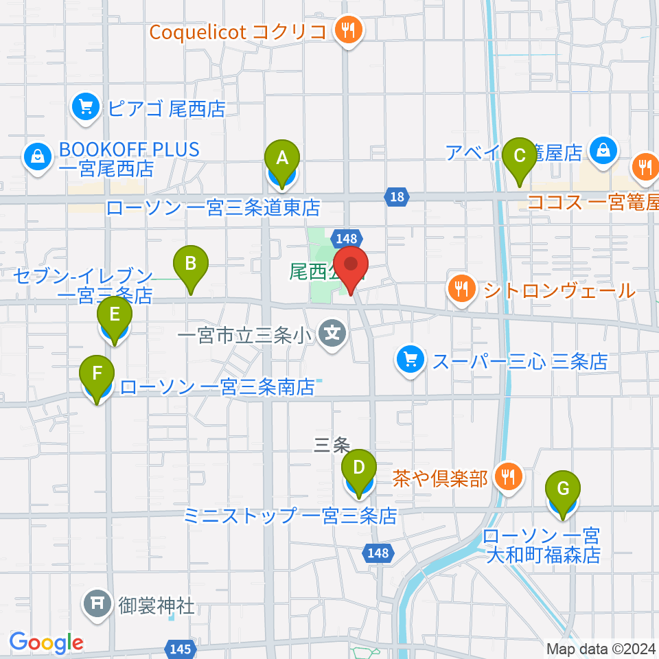 クラヴィア音楽教室周辺のコンビニエンスストア一覧地図