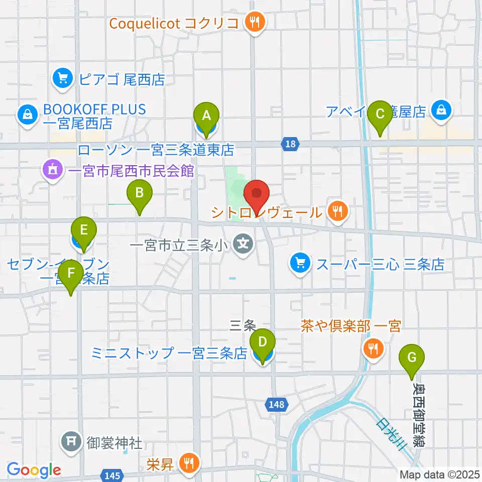 クラヴィア音楽教室周辺のコンビニエンスストア一覧地図