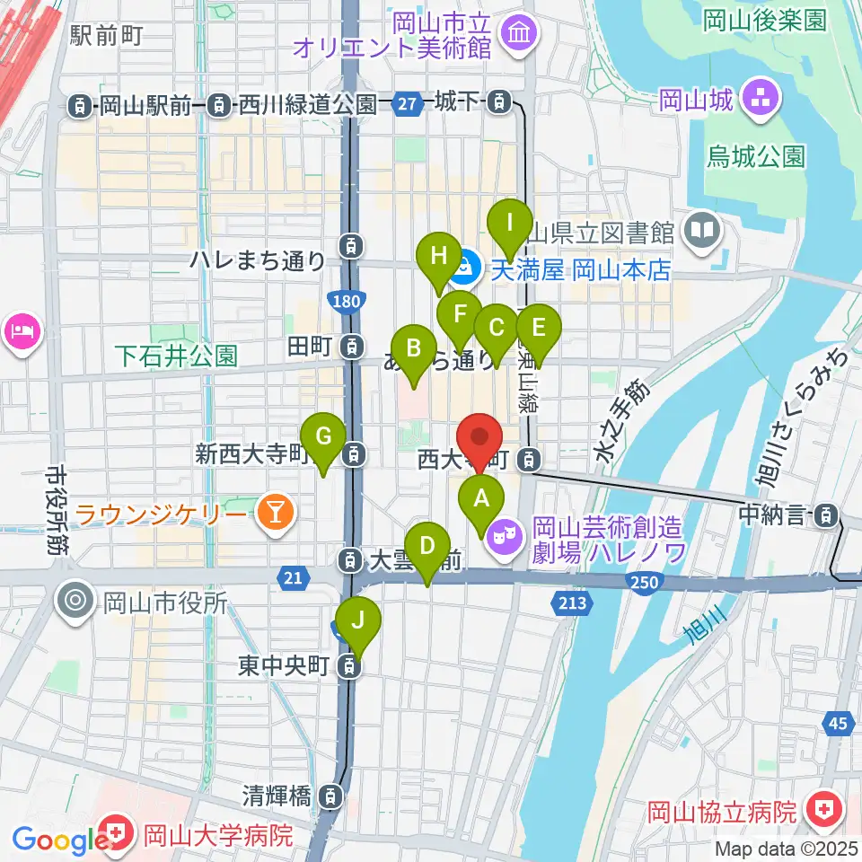 岡山デスペラード周辺のコンビニエンスストア一覧地図