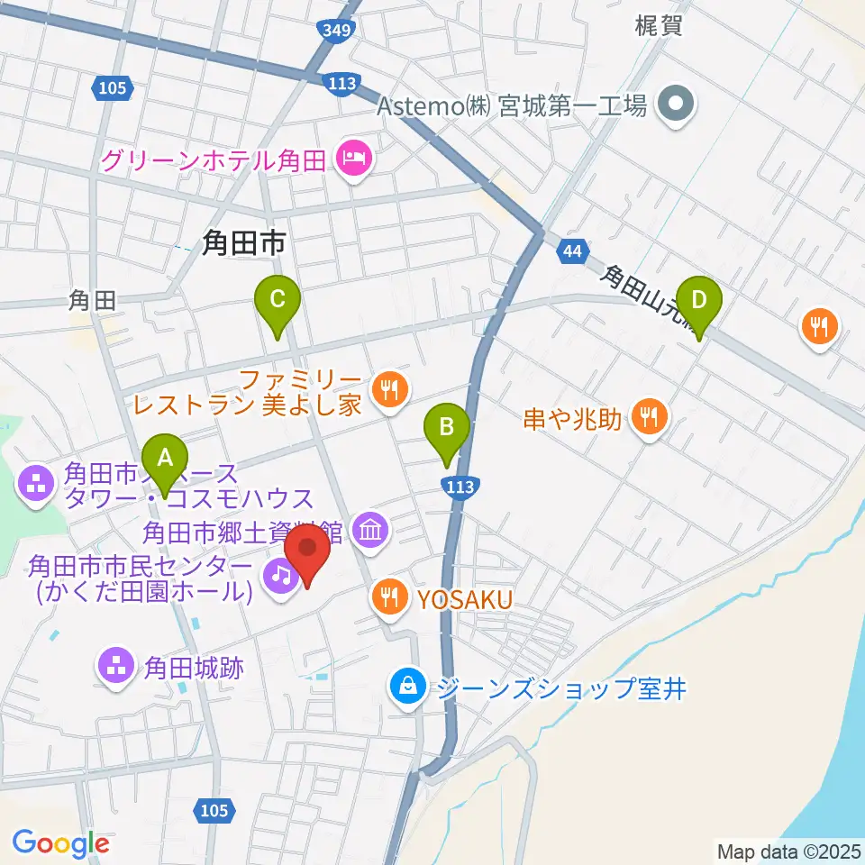 かくだ田園ホール(角田市市民センター)周辺のコンビニエンスストア一覧地図
