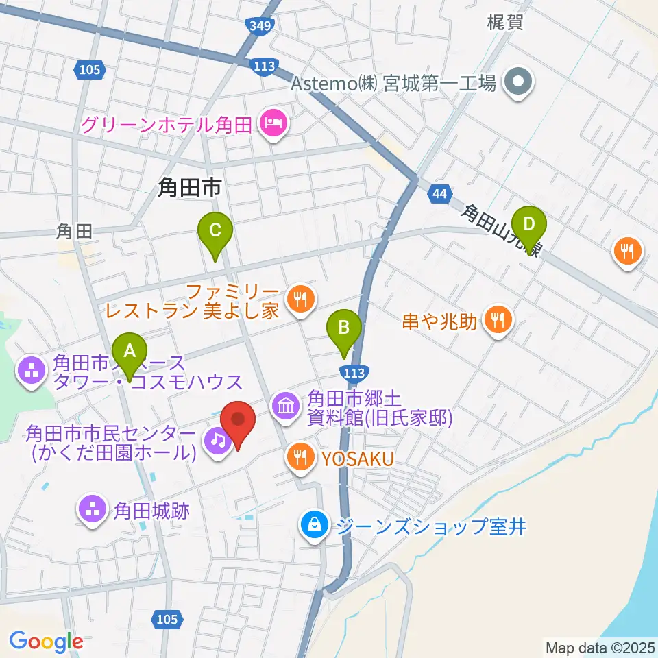 かくだ田園ホール(角田市市民センター)周辺のコンビニエンスストア一覧地図