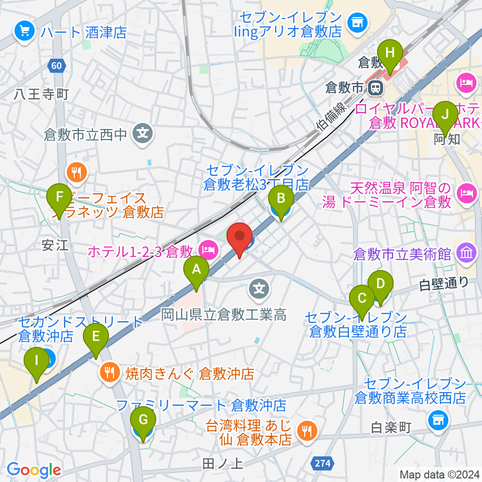 倉敷クッキージャー周辺のコンビニエンスストア一覧地図