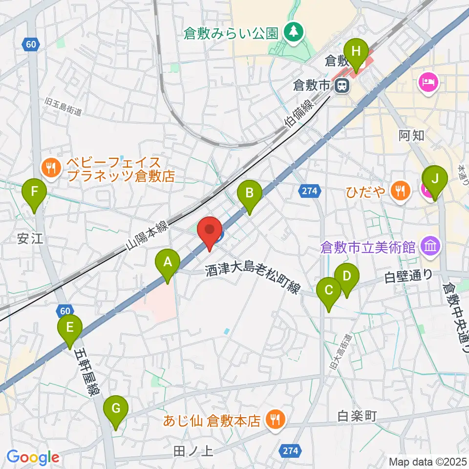 倉敷クッキージャー周辺のコンビニエンスストア一覧地図
