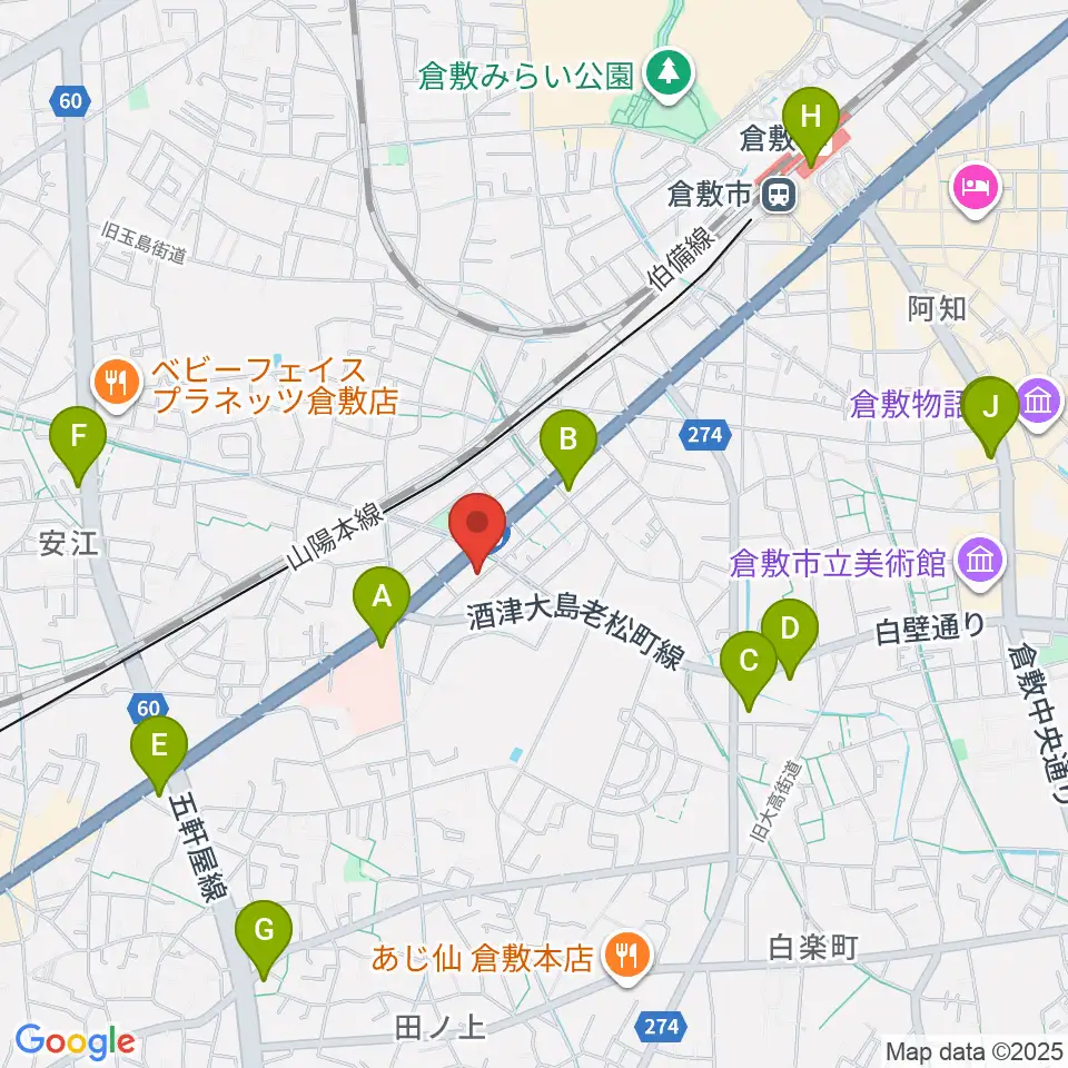 倉敷クッキージャー周辺のコンビニエンスストア一覧地図