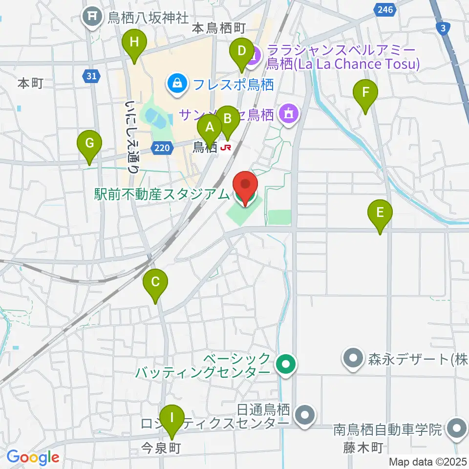 駅前不動産スタジアム周辺のコンビニエンスストア一覧地図