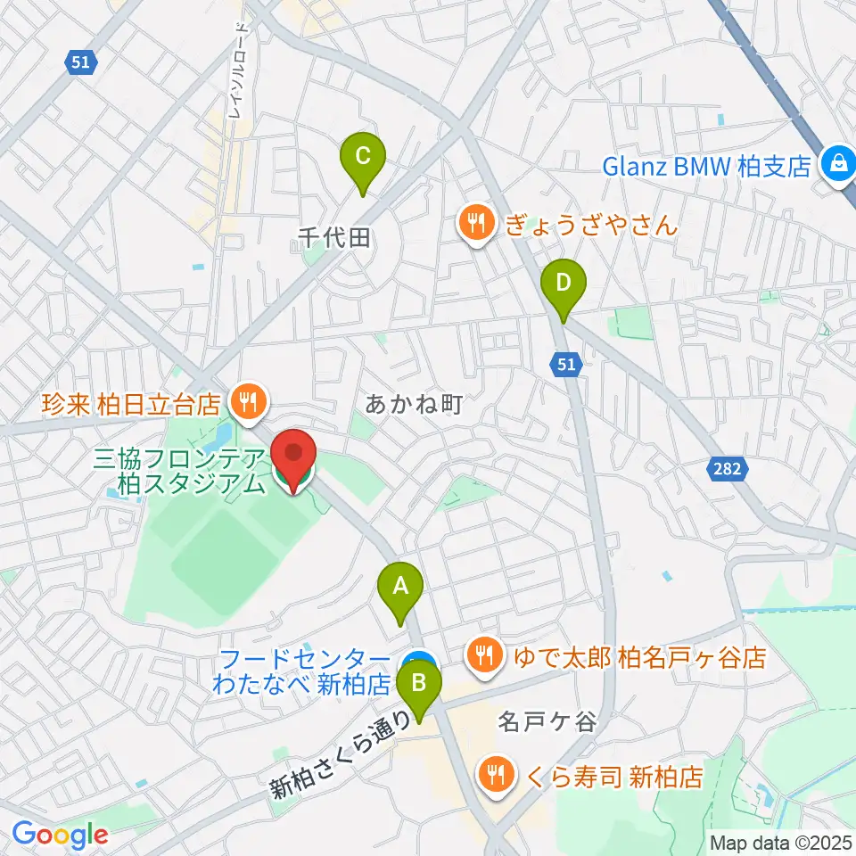 三協フロンテア柏スタジアム周辺のコンビニエンスストア一覧地図