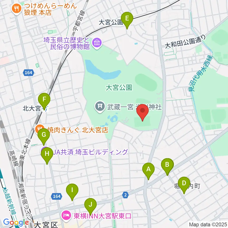 ナックファイブスタジアム大宮周辺のコンビニエンスストア一覧地図