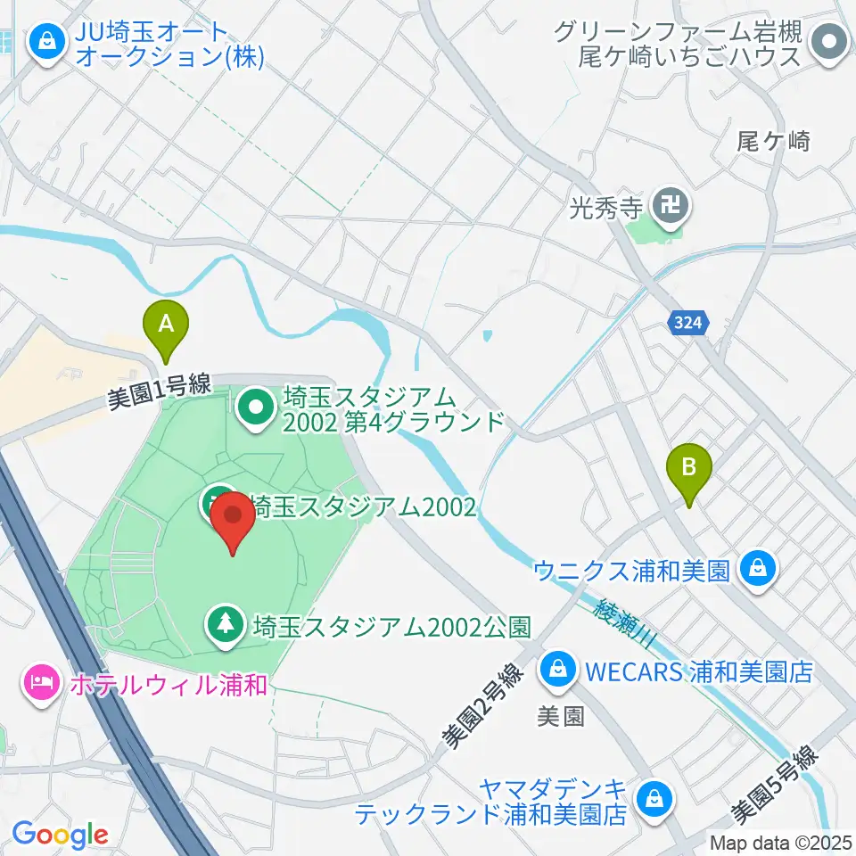 埼玉スタジアム2002周辺のコンビニエンスストア一覧地図