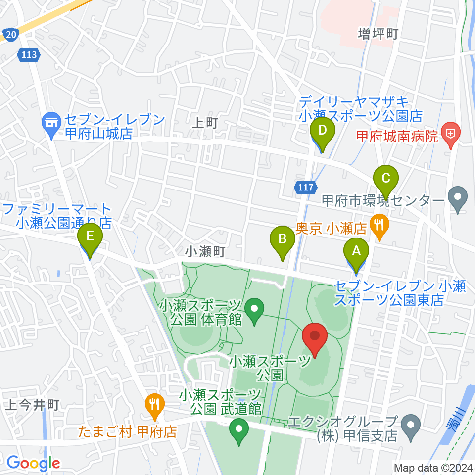 Jit リサイクルインク スタジアム周辺のコンビニエンスストア一覧地図