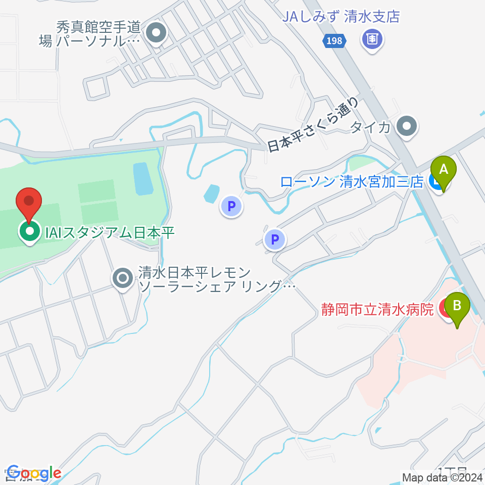 IAIスタジアム日本平周辺のコンビニエンスストア一覧地図